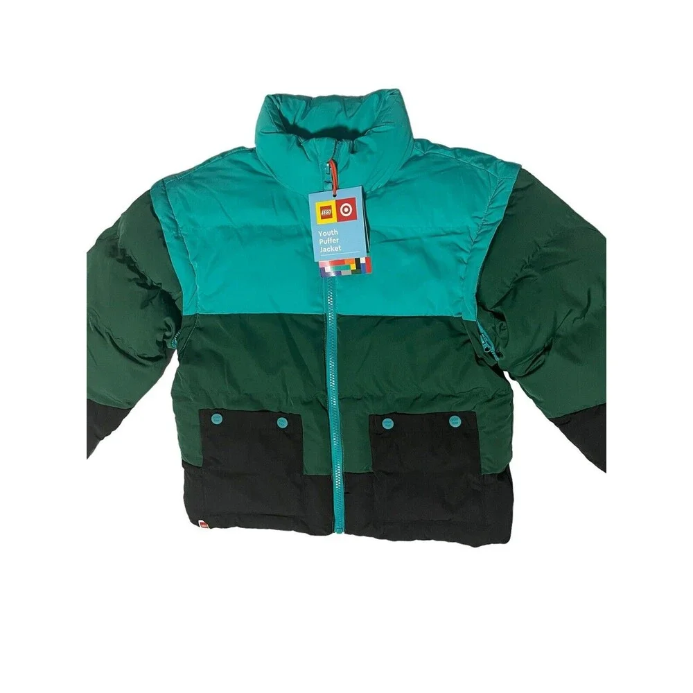 Lego Color Block Puffer Jacket Converts to  Vest Youth Green  Youth Small  NWT